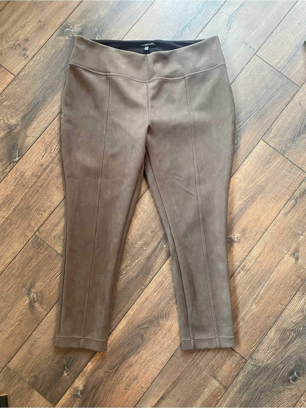 Andrew Marc Womens XXL Faux Suede Pants Taupe Brown Pull On Stretch Leggings